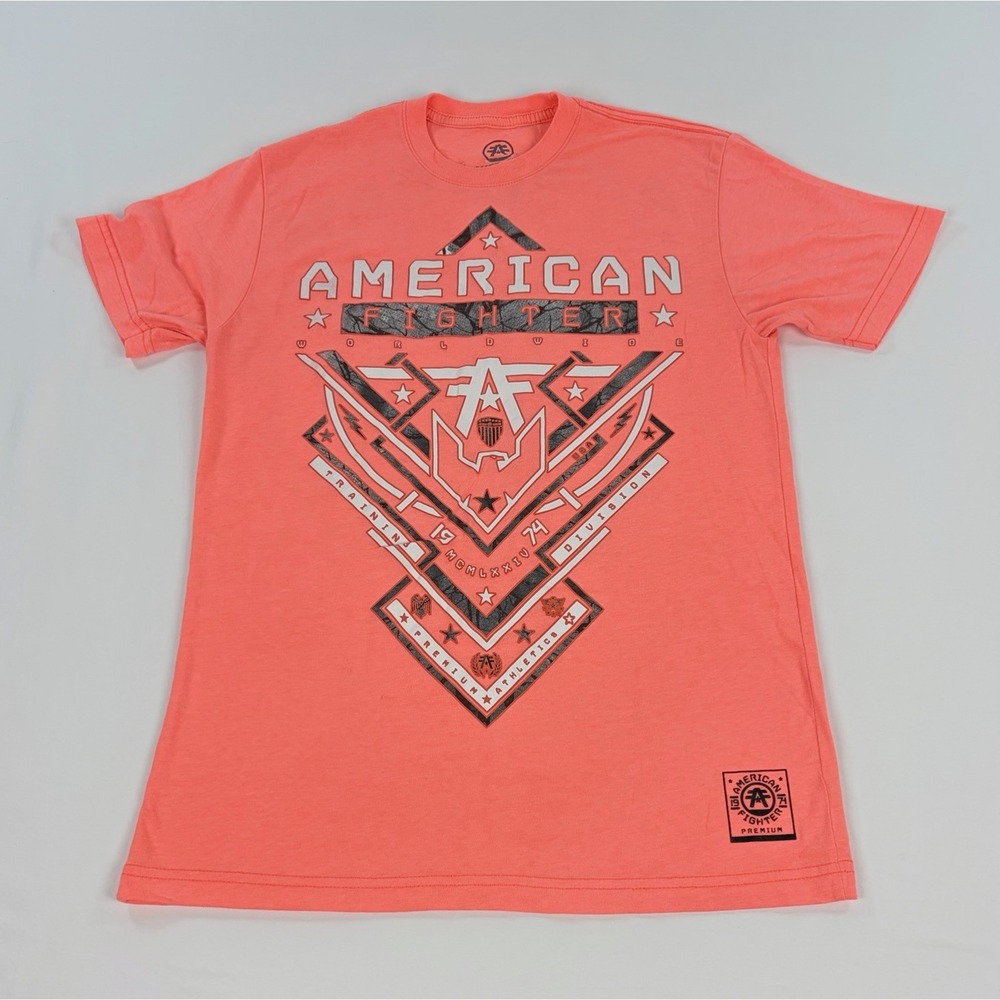 American Fighter By Affliction Buckle T-Shirt Coral Pink Orange Men's L Graphic